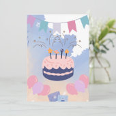 Cute Simple Birthday Party Invitation Kaart (Staand voorkant)