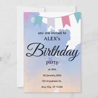 Cute Simple Birthday Party Invitation Kaart