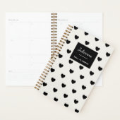 Cute Simple Black White Hearts Persoonlijke naam Planner (Display)