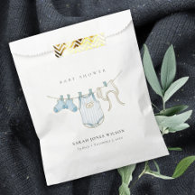 Cute Simple Blue Baby Boy Clothesline Baby shower