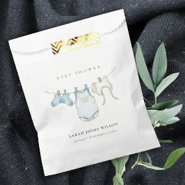 Cute Simple Blue Baby Boy Clothesline Baby shower Bedankzakje