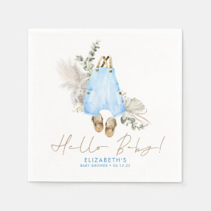 Cute Simple Blue en Brown Baby shower Servet