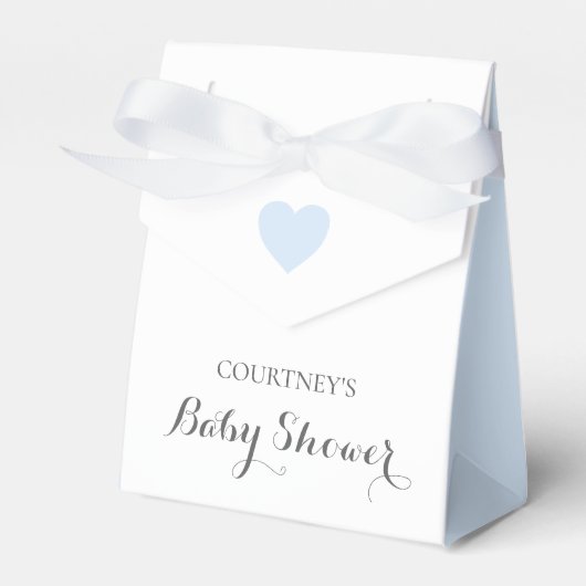 Cute Simple Blue Heart Boy Baby shower Bedankdoosjes (Voorkant Zijde)
