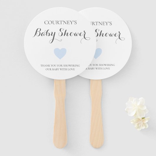 Cute Simple Blue Heart Boy Baby shower Handwaaier (Voorkant en achterkant)