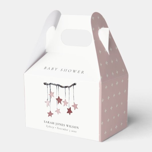 Cute Simple Blush Pink Star Mobile-Baby shower Bedankdoosjes (Voorkant Zijde)