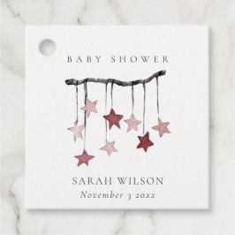 Cute Simple Blush Pink Star Mobile-Baby shower Bedankjes Labels