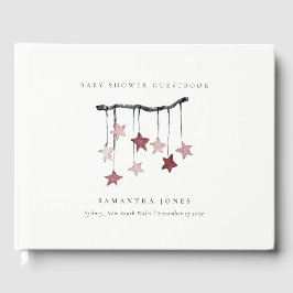Cute Simple Blush Pink Star Mobile-Baby shower Gastenboek