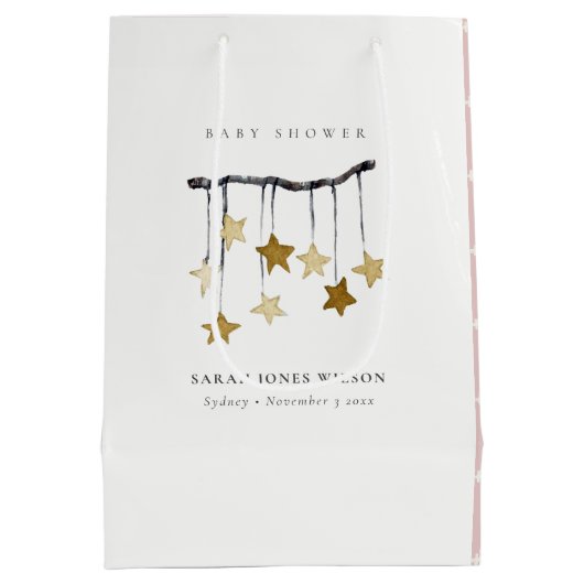 Cute Simple Blush Pink Star Mobile-Baby shower Medium Cadeauzakje (Achterkant)