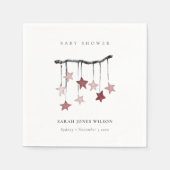 Cute Simple Blush Pink Star Mobile-Baby shower Servet (Voorkant)