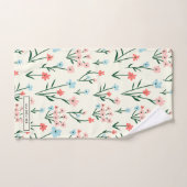 Cute Simple Botanical Pink Blue Flower Floral Bad Handdoek (Handdoek)