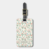 Cute Simple Botanical Pink Blue Flower Floral Bagagelabel (Voorkant verticaal)