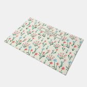 Cute Simple Botanical Pink Blue Flower Floral Deurmat (Schuin)