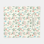 Cute Simple Botanical Pink Blue Flower Floral Fleece Deken (Voorkant (Horizontaal))