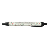 Cute Simple Botanical Pink Blue Flower Floral Zwarte Inkt Pen (Bodem)