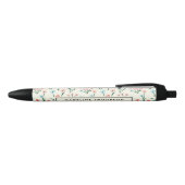 Cute Simple Botanical Pink Blue Flower Floral Zwarte Inkt Pen (Bovenkant)