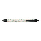 Cute Simple Botanical Pink Blue Flower Floral Zwarte Inkt Pen (Achterkant)