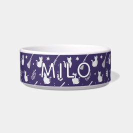 Cute Simple Cats & Stars Paarse Halloween Voedings Voerbakje