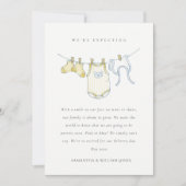 Cute Simple Clothesline Yellow Baby Notice Bedankkaart (Voorkant)