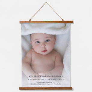 Cute Simple Custom Photo Hallo Baby Newborn Birth Hangend Wandkleed