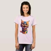 Cute simple design color cat lover  t-shirt (Voorkant volledig)