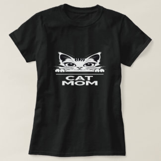 Cute simple design womens black cat lover mom t-shirt