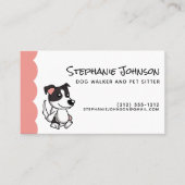 Cute Simple Dog Walker of Pet Sitting Pink Black Visitekaartje (Voorkant)