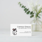 Cute Simple Dog Walker of Pet Sitting Pink Black Visitekaartje (Staand voorkant)