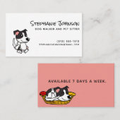 Cute Simple Dog Walker of Pet Sitting Pink Black Visitekaartje (Voorkant / Achterkant)
