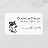 Cute Simple Dog Walker of Pet Sitting Pink Black Visitekaartje (Voorkant)