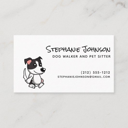 Cute Simple Dog Walker of Pet Sitting Pink Black Visitekaartje (Voorkant)