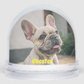 Cute Simple First Name Pet Dog Photo Typography Sneeuwbol (Voorkant)