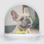 Cute Simple First Name Pet Dog Photo Typography Sneeuwbol (Achterkant)