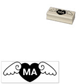 Cute Simple Flying Love Heart Monogrammed Initiale Rubberstempel (Gestempeld)