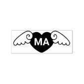 Cute Simple Flying Love Heart Monogrammed Initiale Rubberstempel (Afrduk)