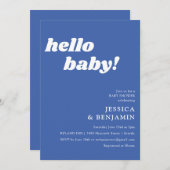 Cute Simple French Blue Hallo Baby shower Kaart (Voorkant / Achterkant)