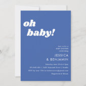 Cute Simple French Blue Modern Oh Baby shower Kaart (Voorkant)