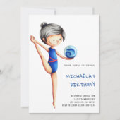 Cute Simple Girl Gymnastics Birthday Party Kaart (Voorkant)
