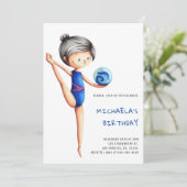 Cute Simple Girl Gymnastics Birthday Party Kaart (Staand voorkant)