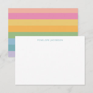 Cute Simple Girly Pastel Stripes Persoonlijke naam Bedankkaart