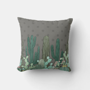 Cute Simple Grey Poka Dot Cactus Kussen