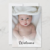 Cute Simple Hallo Baby Custom Photo Newborn Birth Aankondiging (Voorkant)