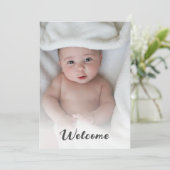 Cute Simple Hallo Baby Custom Photo Newborn Birth Aankondiging (Staand voorkant)