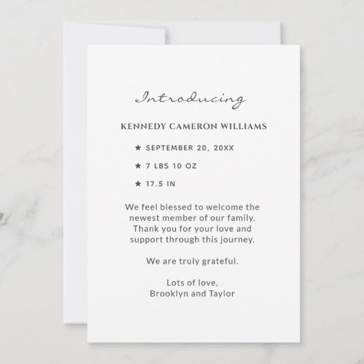 Cute Simple Hallo Baby Custom Photo Newborn Birth Aankondiging (Achterkant)