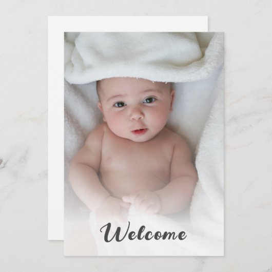 Cute Simple Hallo Baby Custom Photo Newborn Birth Aankondiging (Voorkant / Achterkant)