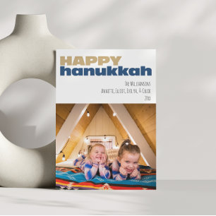 Cute Simple Happy Hanukkah Custom Photo Holiday Feestdagenkaart