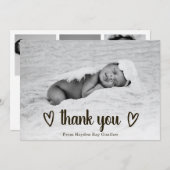Cute Simple Heart Bedankt Foto Birth Aankondiging (Voorkant / Achterkant)