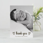Cute Simple Heart Bedankt Foto Birth Aankondiging (Staand voorkant)