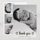 Cute Simple Heart Bedankt Foto Birth Aankondiging (Voorkant / Achterkant)