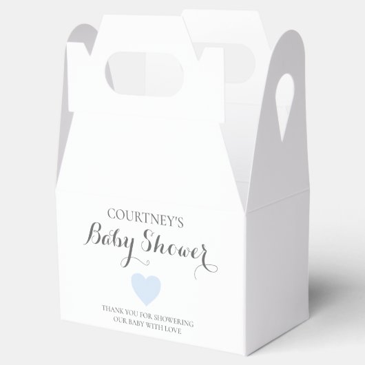 Cute Simple Heart Boy Blue Baby shower Bedankdoosjes (Geopend)