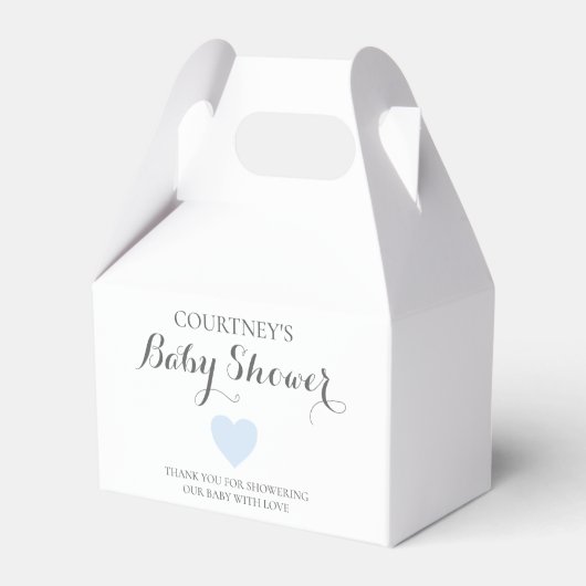Cute Simple Heart Boy Blue Baby shower Bedankdoosjes (Voorkant Zijde)